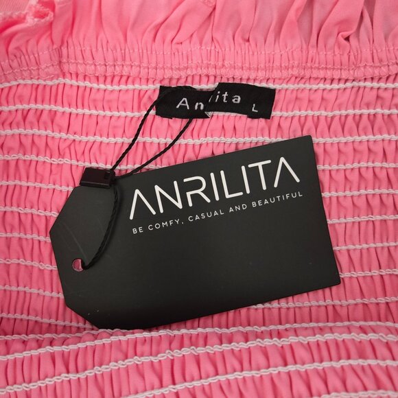 NWT | Anrilita Hot Pink Tiered Ruffle Smocked Waist Mini Skort | Large - Picture 4 of 5